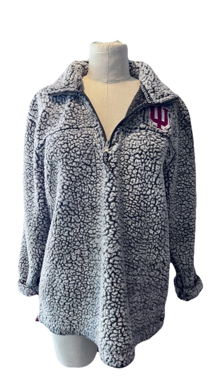 BoxerCraft Indiana Hoosiers Sherpa Fleece Quarter Zip Pullover Sweatshirt Med